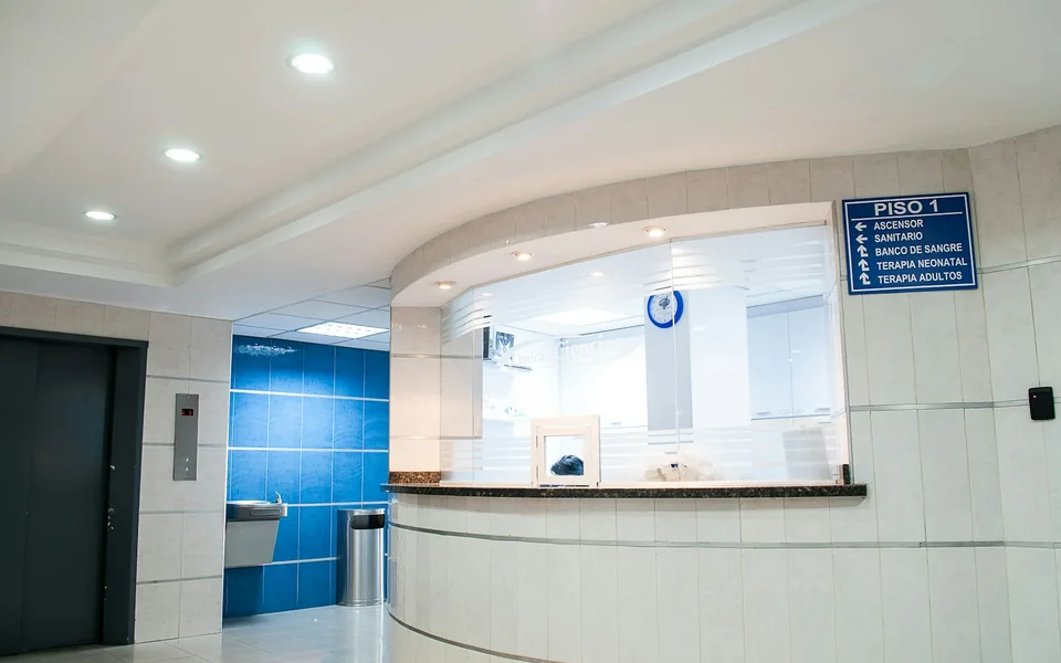 Hospital reception and waiting area.